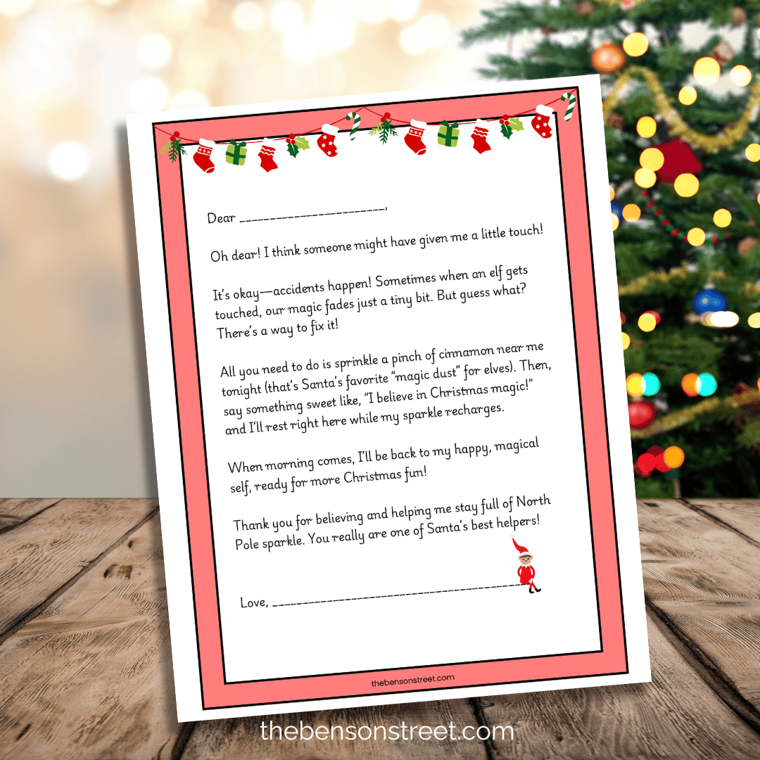 free printable elf on the shelf touched letter